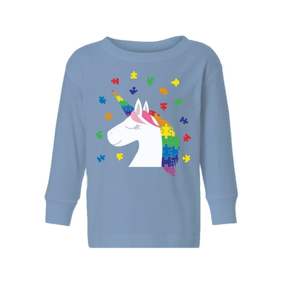 Awkward Styles Kid's Autism Toddler Long Sleeve Shirt for Girls Boys Multicolored Unicorn T-shirt