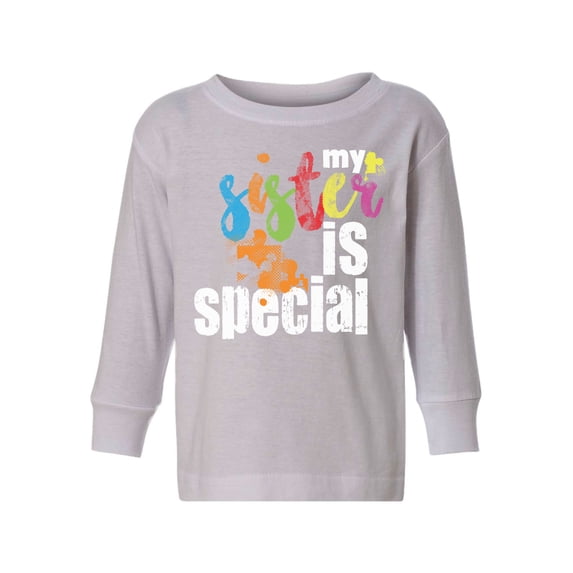 Awkward Styles Kid's Autism Toddler Long Sleeve Shirt for Girls Boys My Sister Is Special T-shirt