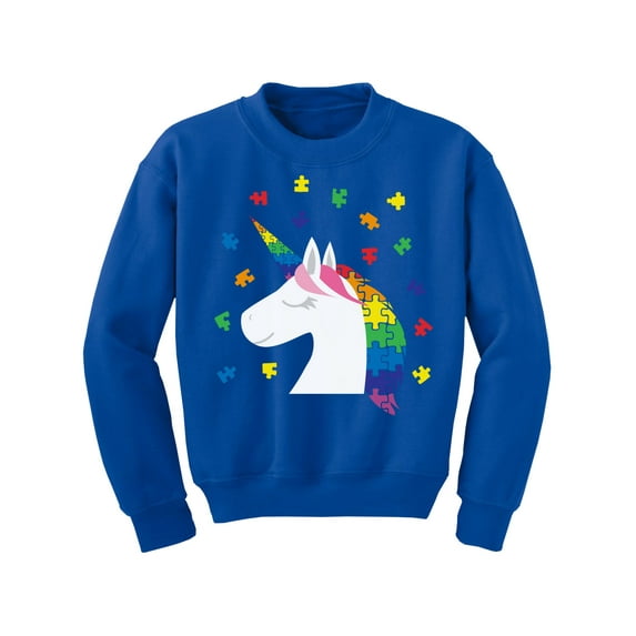 Awkward Styles Kid's Autism Youth Sweatshirt for Girls Boys Multicolored Unicorn Crewneck Tops