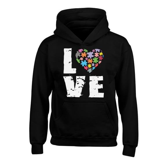 Awkward Styles Kids Autism Hoodie Love Puzzle Hooded Sweatshirt for Youth