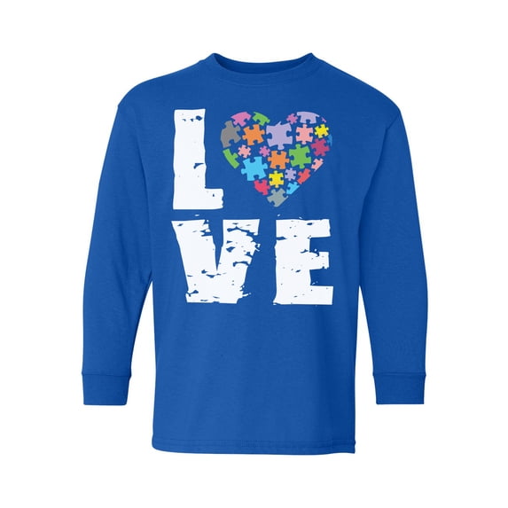 Awkward Styles Kids Autism Shirt Long Sleeve Love Puzzle Tee for Youth Girls Boys
