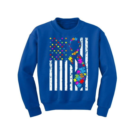 Awkward Styles Kids Autism Sweatshirt Colorful Flag Crewneck Tops for Youth