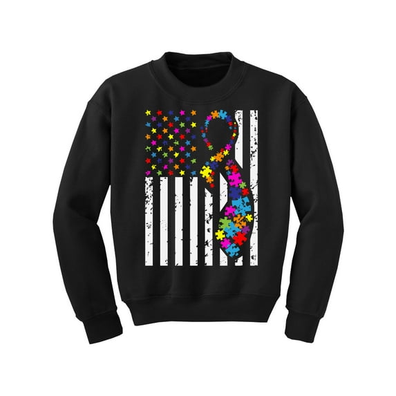 Awkward Styles Kids Autism Sweatshirt Colorful Flag Crewneck Tops for Youth