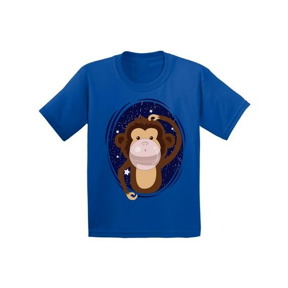 Awkward Styles Kids Monkey Shirts Monkey Birthday T-shirt Cute Monkey Tshirts for Youth Monkey Gifts for Boys and Girls Monkey with a Pink Gum Tshirt Monkey Birthday Party