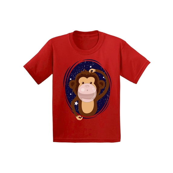 Awkward Styles Kids Monkey Shirts Monkey Birthday T-shirt Cute Monkey Tshirts for Youth Monkey Gifts for Boys and Girls Monkey with a Pink Gum Tshirt Monkey Birthday Party