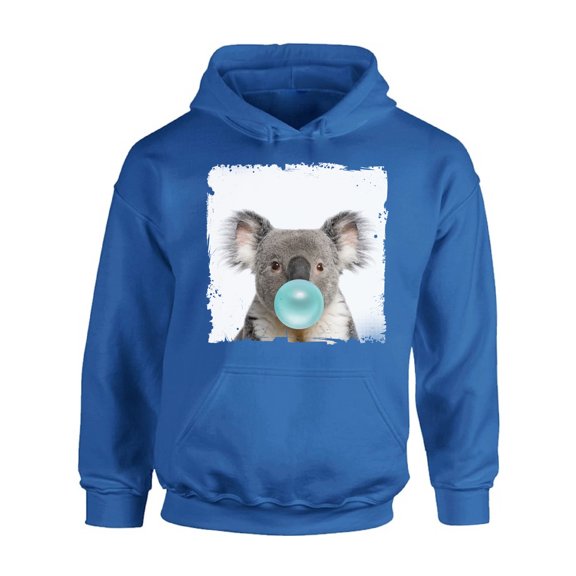 Awkward Styles Koala Blow Blue Gum Hoodie Animal Hoodie for Woman Funny Animal Gifts Koala Clothing Cute Animals Best Unisex Gifts Cute Hoodie Crewneck Koala Chewing Gum Animal Themed Clothes