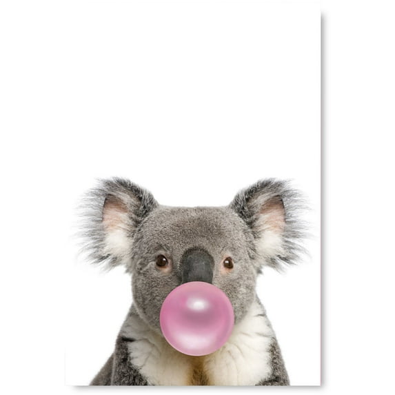 Awkward Styles Koala Blowing Bubble Gum Fine Art Poster Artwork for Office Art Lovers Gifts Cute Animal Canvas Print Art Koala Painting Koala with Pink Gum Wall Art Canvas Decor Canvas Animal Poster