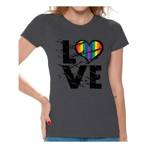 Awkward Styles LGBT Clothing Gray Shirt Gay T-Shirt Love Shirt Lesbian Ladies Gray Shirt Lesbian Shirt for Women Gay Shirt for Women Gay Love Shirt Lesbian T-Shirt Stylish Shirts for Women Rights