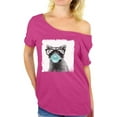 thumbnail image 1 of Awkward Styles Ladies Shirt Women Clothes Raccoon with Gum Off The Shoulder Shirt Ladies Off The Shoulder Shirt Animal Tshirt for Woman Funny Animal Gifts Raccoon Clothing Raccoon T Shirt Cute Shirt, 1 of 4