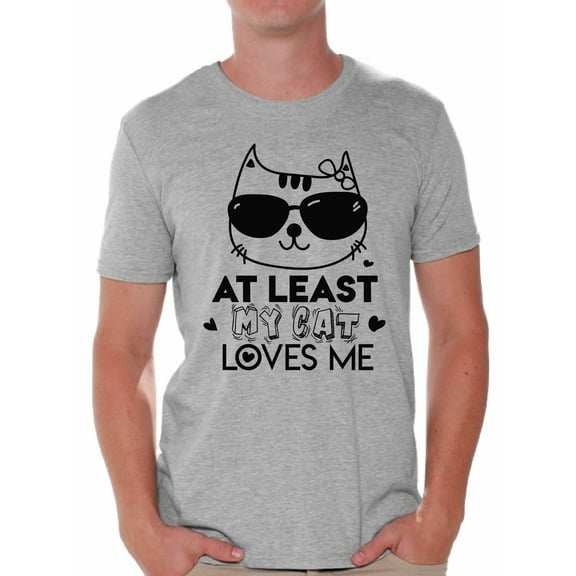 Awkward Styles At Least My Cat Loves Me Shirt Valentine's Day T Shirt for Men Valentines Day Gift Idea for Him Cat Lovers Shirt Cute Cat Valentine Tshirt Valentines Day Single Funny Valentine Shirt