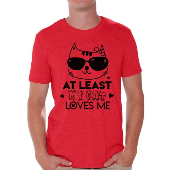 Awkward Styles At Least My Cat Loves Me Shirt Valentine's Day T Shirt for Men Valentines Day Gift Idea for Him Cat Lovers Shirt Cute Cat Valentine Tshirt Valentines Day Single Funny Valentine Shirt