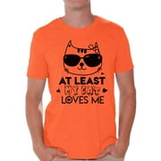 AWKWARD STYLES At Least My Cat Loves Me Shirt Valentine's Day T Shirt for Men Valentines Day Gift Idea for Him Cat Lovers Shirt Cute Cat Valentine Tshirt Valentines Day Single Funny Valentine Shirt