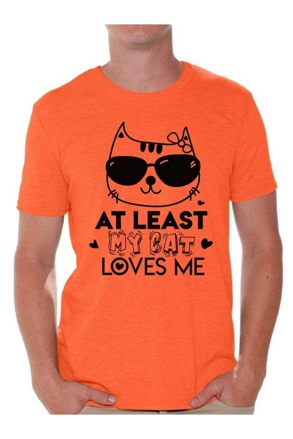 At Least My Cat Loves Me Shirt Valentine's Day T Shirt for Men Valentines Day Gift Idea for Him Cat Lovers Shirt Cute Cat Valentine Tshirt Valentines Day Single Funny Valentine Shirt