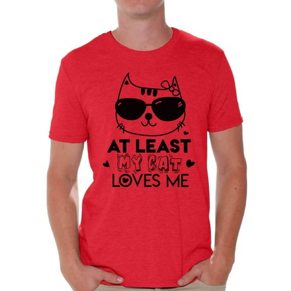 Awkward Styles At Least My Cat Loves Me Shirt Valentine's Day T Shirt for Men Valentines Day Gift Idea for Him Cat Lovers Shirt Cute Cat Valentine Tshirt Valentines Day Single Funny Valentine Shirt