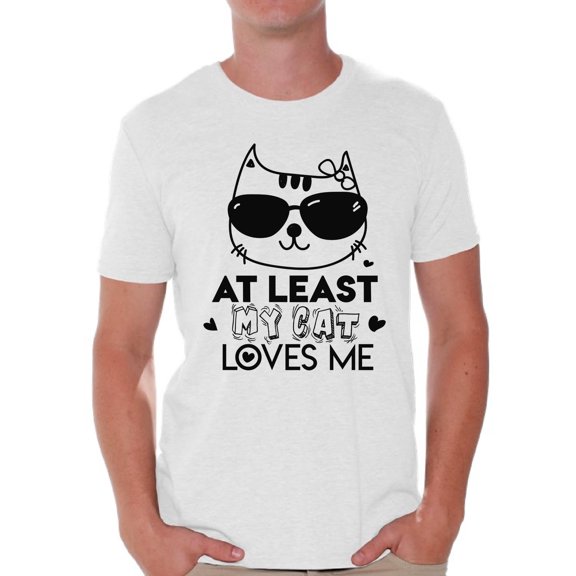 Awkward Styles At Least My Cat Loves Me Shirt Valentine's Day T Shirt for Men Valentines Day Gift Idea for Him Cat Lovers Shirt Cute Cat Valentine Tshirt Valentines Day Single Funny Valentine Shirt