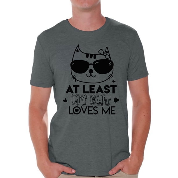 Awkward Styles At Least My Cat Loves Me Shirt Valentine's Day T Shirt for Men Valentines Day Gift Idea for Him Cat Lovers Shirt Cute Cat Valentine Tshirt Valentines Day Single Funny Valentine Shirt