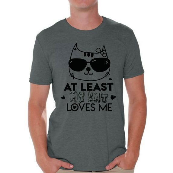 Awkward Styles At Least My Cat Loves Me Shirt Valentine's Day T Shirt for Men Valentines Day Gift Idea for Him Cat Lovers Shirt Cute Cat Valentine Tshirt Valentines Day Single Funny Valentine Shirt