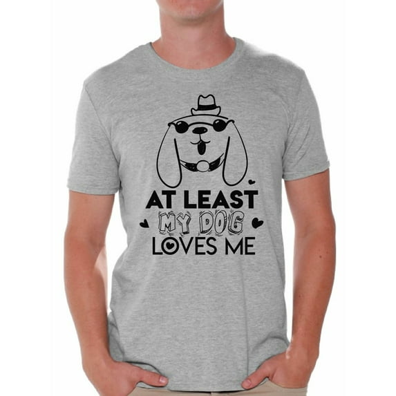 Awkward Styles At Least My Dog Loves Me Shirt Valentine T Shirt for Men Valentine's Day Gift for Him Dog Lovers Shirt Cute Valentines Day Gift for Dog Owners Anti-Valentine Funny Valentine Shirt