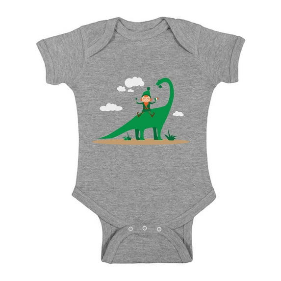 Awkward Styles Leprechaun Dinosaur Short Sleeve Baby Bodysuit Cute Irish One Piece Top for Baby Irish Gifts for Newborn Baby Dinosaur Bodysuit St. Patrick's Day One Piece Baby's 1st St. Patrick Outfit