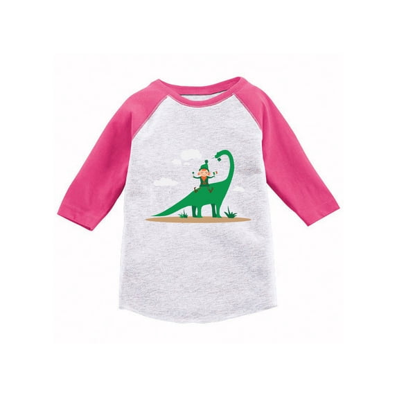 Awkward Styles Leprechaun Dinosaur Toddler Raglan St. Patrick's Day Jersey Shirt Saint Patrick Shirt Kids St. Patrick's Day Outfit St. Patrick Shirt Irish Gifts for Kids Cute Dinosaur Tshirt