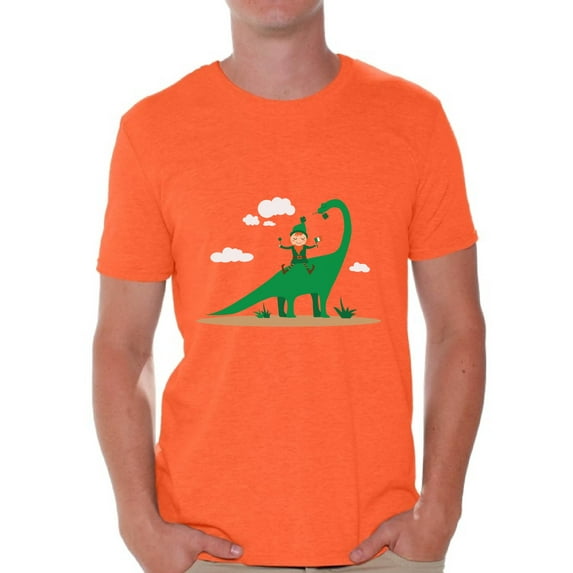 Awkward Styles Leprechaun and Dinosaur Tshirt St. Patrick's Day Shirt for Men Irish Gifts for Him Saint Patrick T Shirt St. Patrick Shirt Irish Men's T Shirt Dinosaur Shirt Lucky Irish Shirt for Men