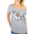 thumbnail image 1 of Awkward Styles Leprechaun Riding A Unicorn Off Shoulder Shirt Cute Magical Unicorn Flowy Top for Women Funny Irish Leprechaun Off The Shoulder T-Shirt Lucky Irish Gifts for Her St. Patrick's Day, 1 of 6