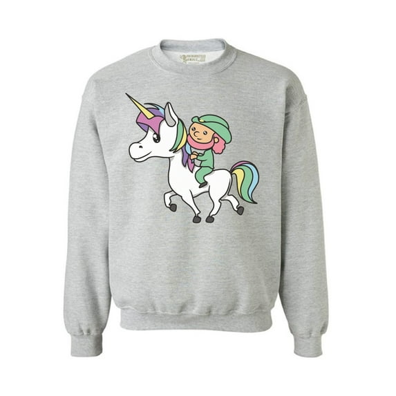 Awkward Styles Leprechaun Riding A Unicorn Sweatshirt Funny St. Patrick's Day Sweaters for Men and Women Magical Unicorn Gifts Funny Leprechaun Costume Sweatshirt Lucky Charms Irish American Pride