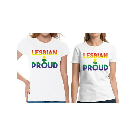 Awkward Styles Lesbian & Proud T-Shirt LGBTQ Matching Couples T Shirts for Women
