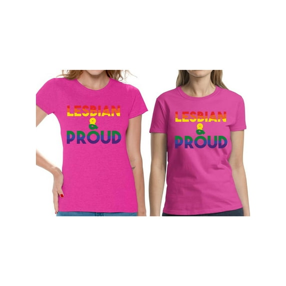 Awkward Styles Lesbian & Proud T-Shirt LGBTQ Matching Couples T Shirts for Women