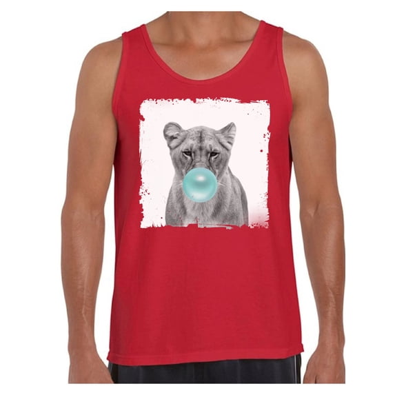 Awkward Styles Lion Blowing Blue Gum Cute Lion T Shirt Animal Tank Top for Men Lion with Blue Gum T Shirt Animal Men Shirt Funny Animal Gifts Lion Clothing Lion Shirt Lovely Lion Tank Top Men Tank Top