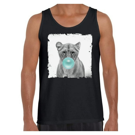 Awkward Styles Lion Blowing Blue Gum Cute Lion T Shirt Animal Tank Top for Men Lion with Blue Gum T Shirt Animal Men Shirt Funny Animal Gifts Lion Clothing Lion Shirt Lovely Lion Tank Top Men Tank Top