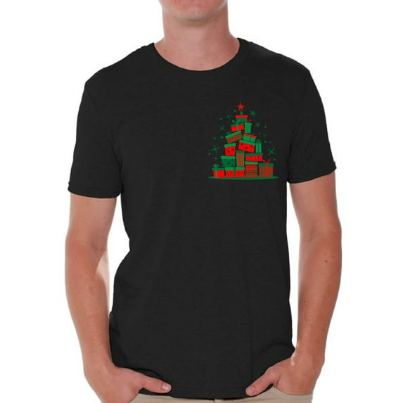 Awkward Styles Lit Christmas Tree Tshirt for Men Xmas Tree Shirt Christmas T Shirt Xmas Presents Tree Family Christmas Shirt Holiday Party Outfit Funny Christmas Shirts for Men Xmas Lit Shirt