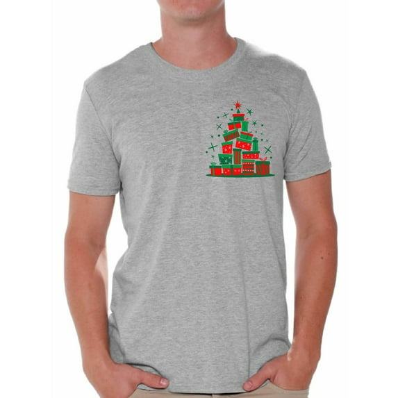 Awkward Styles Lit Christmas Tree Tshirt for Men Xmas Tree Shirt Christmas T Shirt Xmas Presents Tree Family Christmas Shirt Holiday Party Outfit Funny Christmas Shirts for Men Xmas Lit Shirt