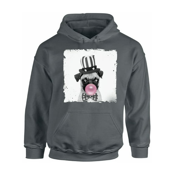 Awkward Styles Little Pug with Gum Hoodie Animal Hoodie for Woman Funny Animal Gifts Pug Clothing Cute Animals Best Unisex Gifts Cute Hoodie Crewneck Puppy Pug Blowing Gum Animal Themed Clothes