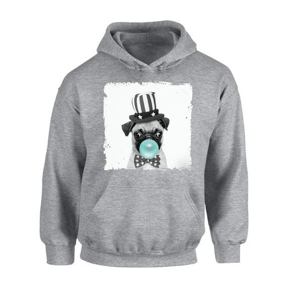Awkward Styles Little Pug with Gum Hoodie Animal Hoodie for Woman Funny Animal Gifts Pug Clothing Cute Animals Best Unisex Gifts Cute Hoodie Crewneck Puppy Pug Blowing Gum Animal Themed Clothes