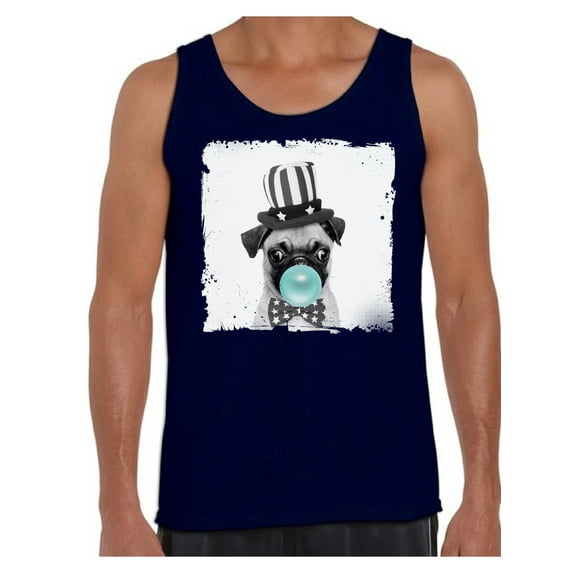 Awkward Styles Little Puppy Tank Top for Men Cute Pug with Blue Gum T Shirt Animal Men Shirt Funny Animal Gifts Pug Clothing Pug Tank Top Men Tank Top Little Pug Blow Blue Gum Cute Pug T Shirt