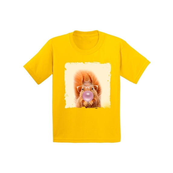 Awkward Styles Little Squirrel Blowing Gum Shirt Squirrel Lovers Lovely Gifts for Kids Animal Youth Shirt Cute Animal Lovers Clothes Kids T Shirt Gifts for Kids Squirrel Clothing Childrens Outfit