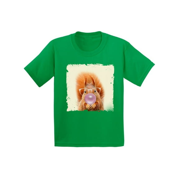 Awkward Styles Little Squirrel Blowing Gum Shirt Squirrel Lovers Lovely Gifts for Kids Animal Youth Shirt Cute Animal Lovers Clothes Kids T Shirt Gifts for Kids Squirrel Clothing Childrens Outfit
