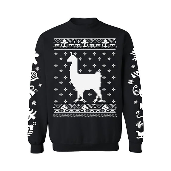 Awkward Styles Llama Christmas Sweatshirt with White Sleeves All Over Print Christmas Sweater Funny Gifts for Xmas Holiday Sweater Xmas Party Outfit Alpaca Lovers Christmas Animal Sweater Unisex