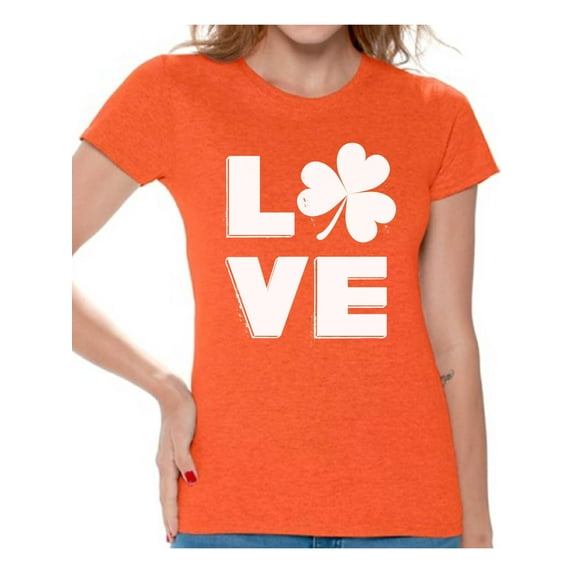 Awkward Styles Love Shamrock Shirt Womens St Patricks Day Shirts Gifts for Irish St Patricks Gift for Her Proud Irish Women Shirt Irish Shamrock Tshirt Irish Pride Womens Irish Shirt St Patrick Tshirt
