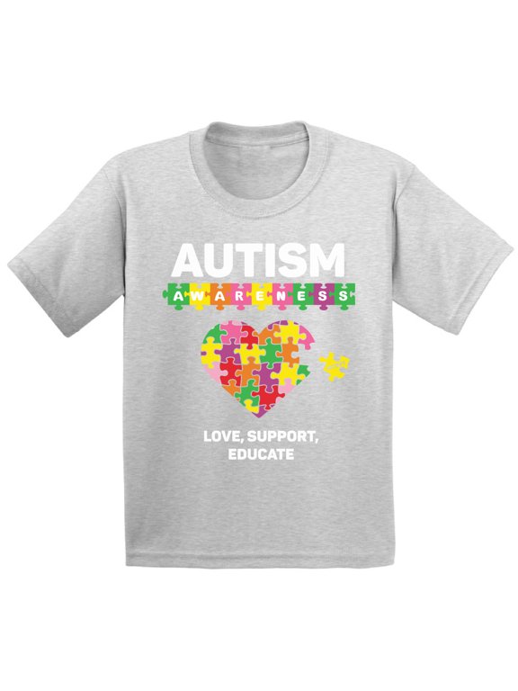 Love Support Educate Autism Shirt for Kids Autism Awareness Puzzle Shirt Youth Autism Awareness Shirts Youth Kids Autism T Shirt Autism Awareness Gifts Support Autistic Pride Gifts