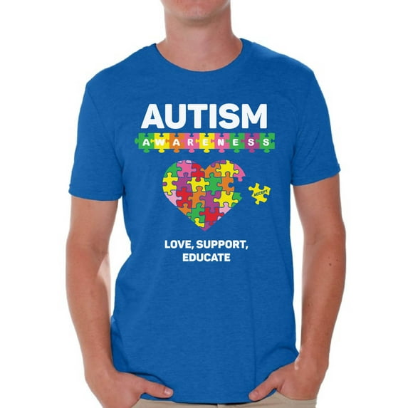 Awkward Styles Love Support Educate Autism Shirt for Men Autism Awareness Puzzle Shirt Men Autism Awareness Shirts Men's Autism T Shirt Autism Awareness Gifts for Him Autistic Pride Gifts