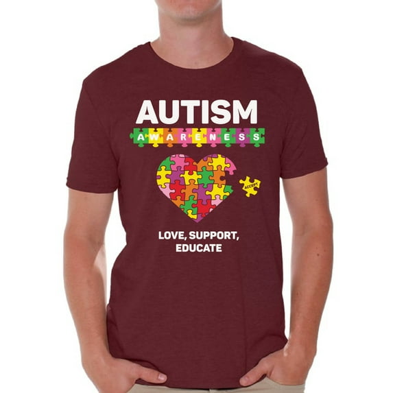 Awkward Styles Love Support Educate Autism Shirts for Men Autism Awareness Men Autism Awareness Shirts Men's Autism T Shirt Autism Awareness Gifts for Him Autistic Pride Gifts