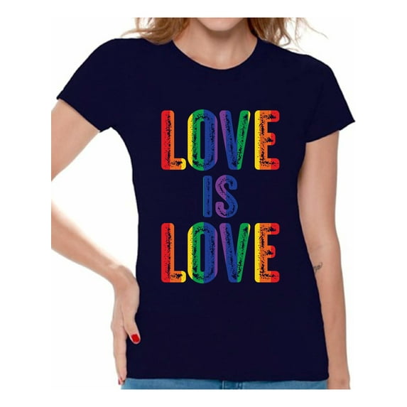 Awkward Styles Love is Love T-Shirt for Women Gray Tshirt for Girlfriend Gay Gifts Gray Shirt for Wife Gay Ladies T Shirt LGBTQ Clothes Women Gay Shirt Gay Love T-Shirt Lesbian Shirt for Women