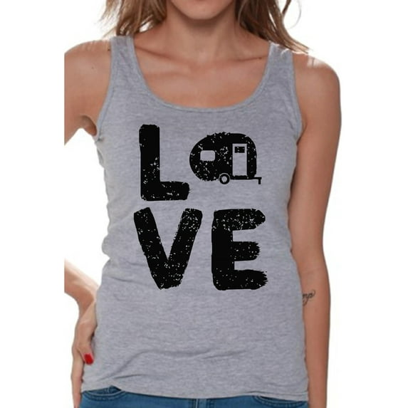 Awkward Styles Love Tank Top for Her Love Camping Women Tank Top Camper T Shirt for Wife I Love Camping Tank Top for Women Camping Clothes for Her Love Camping Tank Top for Girlfriend Camping Lovers