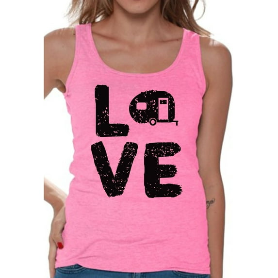 Awkward Styles Love Tank Top for Her Love Camping Women Tank Top Camper T Shirt for Wife I Love Camping Tank Top for Women Camping Clothes for Her Love Camping Tank Top for Girlfriend Camping Lovers