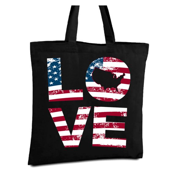 Awkward Styles Love Tote Bag American Flag Love Canvas Bag USA Gifts for Men and Women 4th of July Tote Bag Independence Day Reusable Shopping Bag Cute Love Grocery Bag America Reusable Cloth Bag
