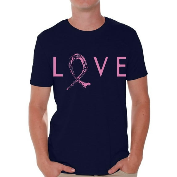 Awkward Styles Love Tshirt Breast Cancer Awareness Shirts for Men Pink Ribbon T Shirt Cancer Support Ribbon T-Shirt Pink Gifts Pink Ribbon Hope Shirt Gifts for Cancer Survivor Love Ribbon Shirt