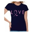 thumbnail image 1 of Awkward Styles Love Tshirt Breast Cancer Awareness Shirts for Women Pink Ribbon T Shirt Cancer Support Ribbon T-Shirt Pink Gifts Pink Ribbon Hope Shirt Gifts for Cancer Survivor Love Ribbon Shirt, 1 of 4