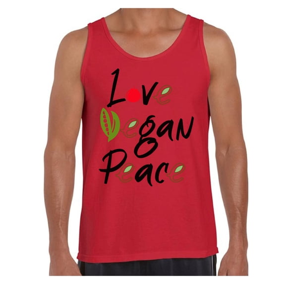 Awkward Styles Love Vegan Peace Tank Top for Men Men's Shirts Vegetarian Tank Top for Men Vegan Friendly Tshirts Vegetarian Gifts Vegan Men's Fashion Vegan Friendly Clothing Collection Hey Vegetarians